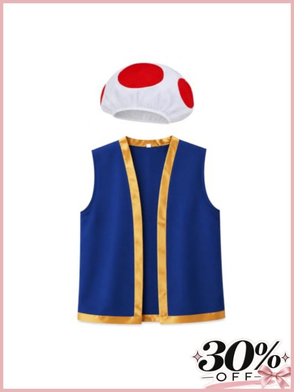 2-Piece Mushroom Costume Set with Hat and Vest Halloween Cosplay